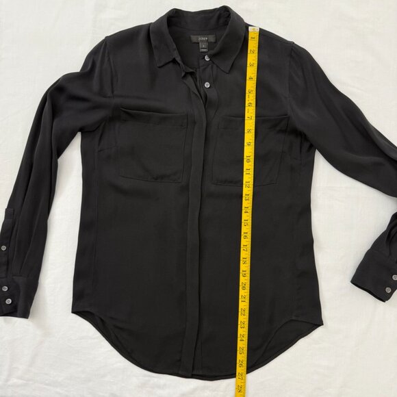 J.Crew Women’s Black Silk Long Sleeve Button Front Blouse Size 2 Minimalist - Picture 13 of 13
